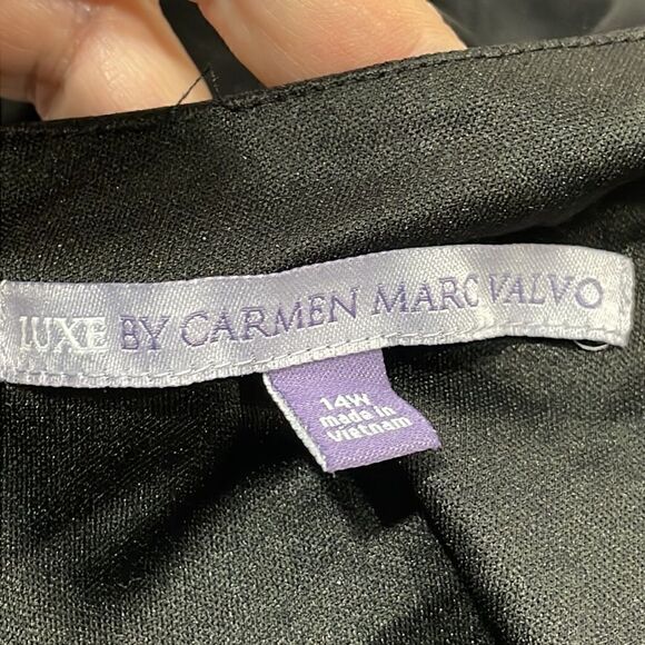 NWOT Luxe by Carmen Marc Valvo Ruffled Black Dress  Size 14W XL plus - Picture 10 of 13